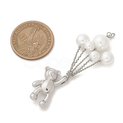 Alloy & Shell Pearl Copper Wire Wrapped Big Pendants PALLOY-JF04808-01-1