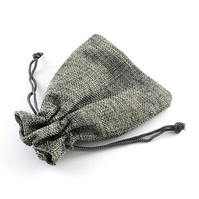Polyester Imitation Burlap Packing Pouches Drawstring Bags ABAG-R005-18x13-04-1