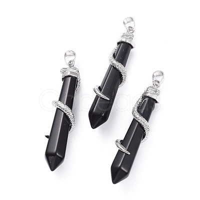Natural Obsidian Big Pointed Pendants G-F696-B01-1