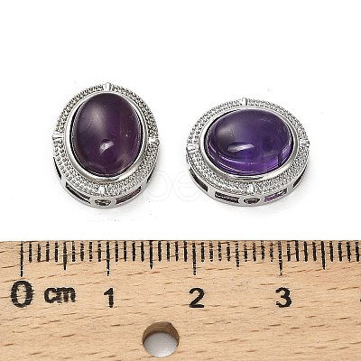 Brass Pave Natural Amethyst Multi-Strand Links KK-D366-01P-K-1