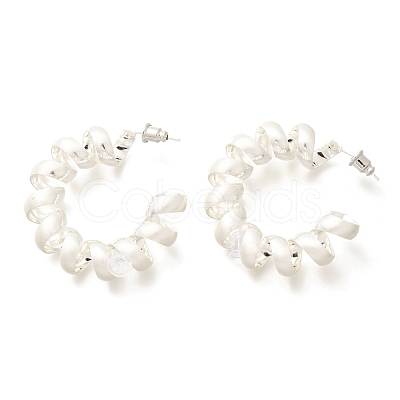 Brass Spiral Laid Stud Earrings for Women EJEW-A121-21S-1