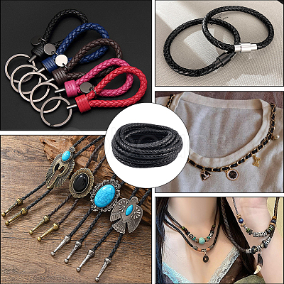 5M Braided Round PU Leather Jewelry Cord OCOR-GF0004-96B-01-1