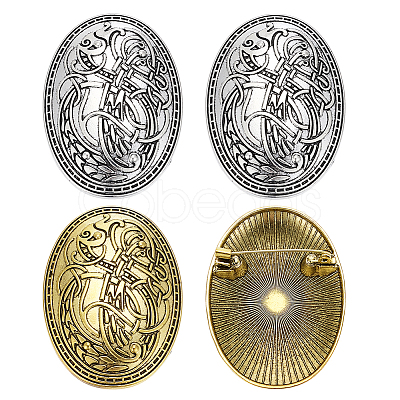 4Pcs 2 Colors Viking Oval with Symbol Alloy Lapel Pins for Backpack Clothes JEWB-PH0001-72-1