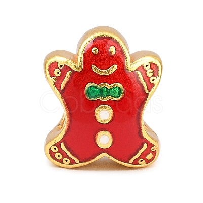 Christams Brass Enamel European Beads KK-F922-03C-G-1