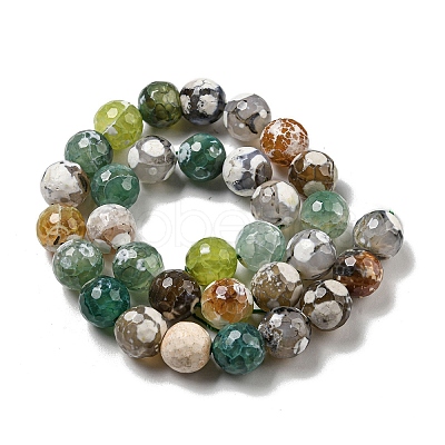 Faceted Natural Fire Crackle Agate Beads Strands X-G-F447-12mm-N03-1