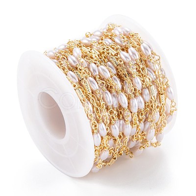 Handmade CCB Plastic Imitation Pearl Beaded Chains CHC-M021-29LG-1
