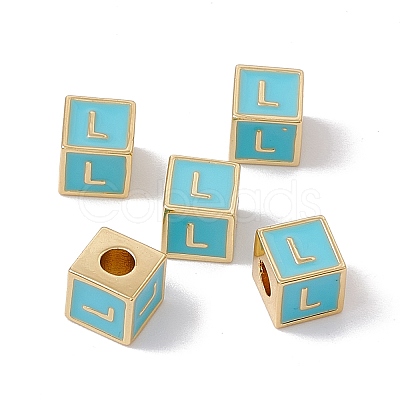 Rack Plating Brass Enamel Beads KK-B060-04G-06L-1