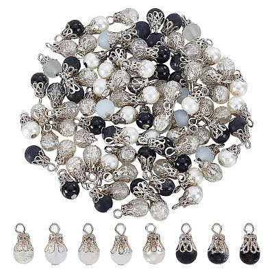 100Pcs Glass Pendants PALLOY-HY00103-1