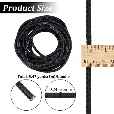 5M Braided Leather Cord with Core WL-BBC0001-01C-02-1