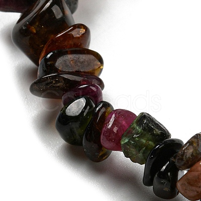 Natural Multicolor Tourmaline Chip Beaded Stretch Bracelet G-H294-01A-01-1