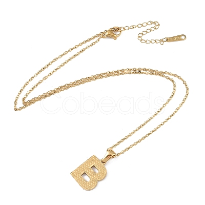 Ion Plating(IP) Initial Letter 304 Stainless Steel Pendant Necklaces NJEW-M199-01G-B-1