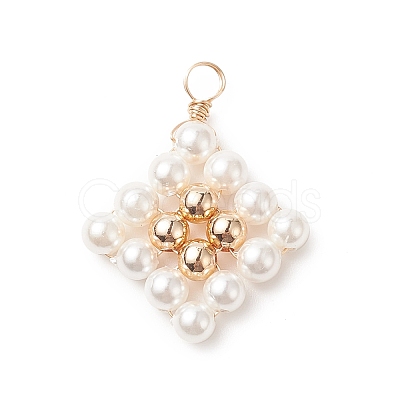 Shell Pearl Bead Pendants PALLOY-JF02028-1