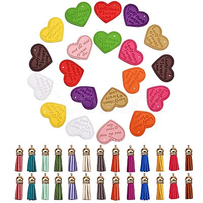 20Pcs 10 Colors Heart with Word Lovdy Home Sweet Love PU Leather Pendants FIND-SZ0001-66-1