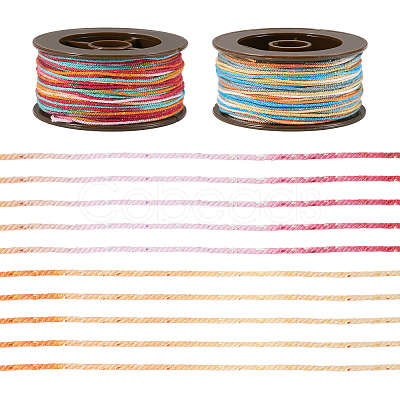 2 Rolls 2 Colors Segment Dyed Round Polyester Twisted Cords OCOR-TA0003-65B-1