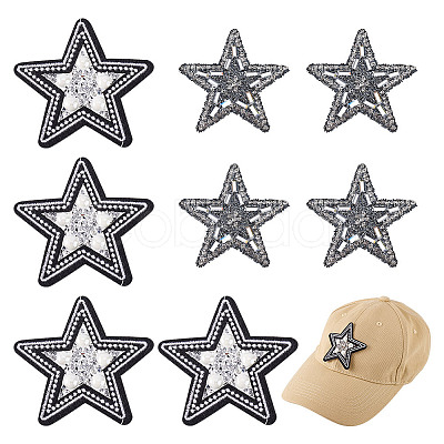 8Pcs 2 Styles Star Embroidery Cloth Sew on Appliques DIY-HY0001-90-1