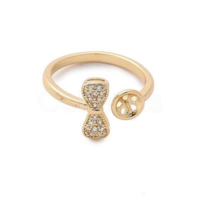 Bowknot Brass Micro Pave Cubic Zirconia Cuff Ring Setting LS-KK-A244-01B-G-1