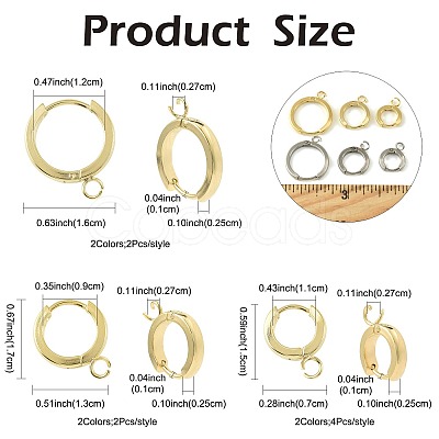 16Pcs 201 Stainless Steel Huggie Hoop Earrings Findings STAS-FS0002-26C-1