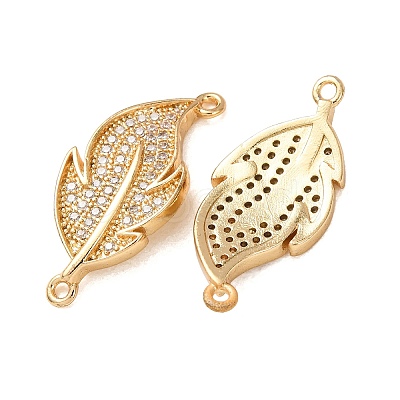 Brass Micro Pave Clear Cubic Zirconia Connector Charms CU-CBA4579-13G-1