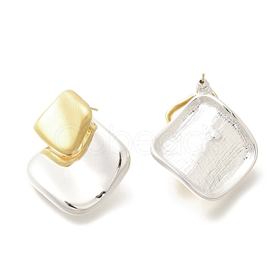 Brass Rhombus Stud Earrings for Women EJEW-A121-14-1