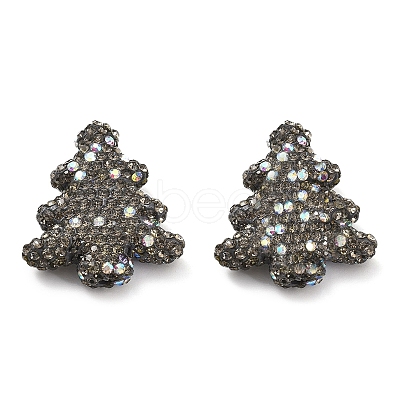 Christmas Tree Polymer Clay Rhinestone Beads CLAY-NH0001-14G-1