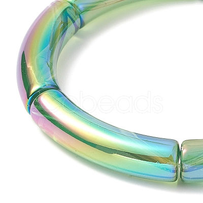 4Pcs 4 Color Acrylic Curved Tube Stretch Bracelets Set for Women BJEW-JB09305-03-1