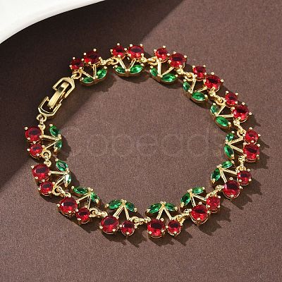 Cherry Brass Micro Pave Cubic Zirconia Chain Bracelets BJEW-L703-01A-G-1