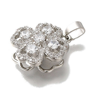Rack Plating Brass Micro Pave Cubic Zirconia Pendant KK-H485-40P-01-1
