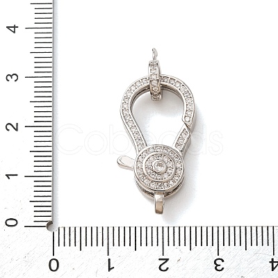 Brass Micro Pave Clear Cubic Zirconia Lobster Claw Clasps CU-CBA2907-15P-1