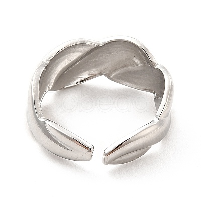 Non-Tarnish 304 Stainless Steel Twist Rope Open Cuff Ring for Women RJEW-F131-17P-1