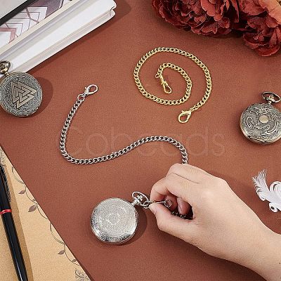 2Pcs 2 Style Iron Clip Pocket Watch Chain DIY-UN0003-62-1