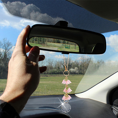 Glass & Resin Lily of the Valley Car Hanging Ornaments HJEW-DR00054-1