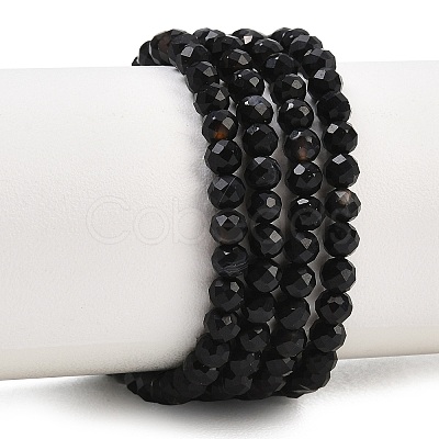 Natural Dyed & Heated Black Onyx Beads Strands G-A129-3mm-25-1