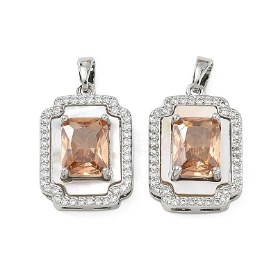 Brass Micro Pave Cubic Zirconia Pendants KK-C172-21P-1