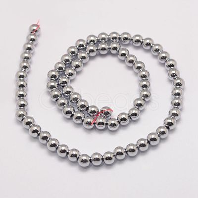 Grade AA Magnetic Synthetic Hematite Bead Strands G-P258-05-6mm-1