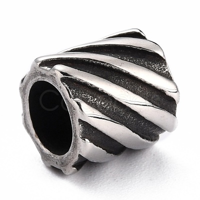 304 Stainless Steel European Beads Hand Polished STAS-B011-07AS-1