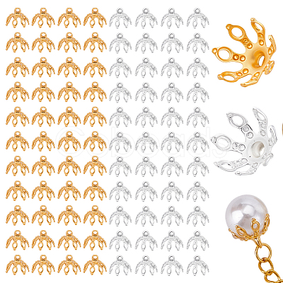 100Pcs 2 Colors Brass Bead Cap Bails KK-UN0005-39-1