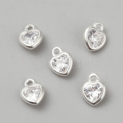 925 Sterling Silver Pave Clear Cubic Zirconia Heart Charms LS-STER-WH0007-11S-1