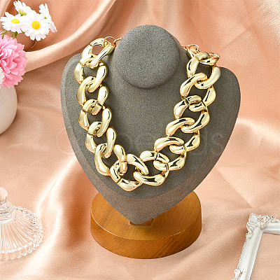 1Pc Aluminum Chunky Cuban Link Chain Choker Necklaces for Women NJEW-SP0001-11LG-1