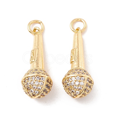 Brass Micro Pave Clear Cubic Zirconia Pendants ZIRC-P098-11G-1