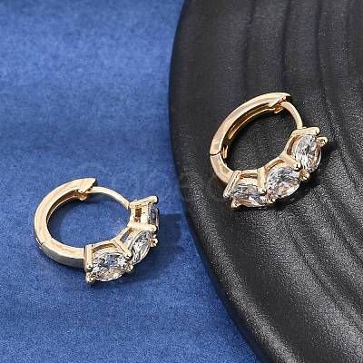 Brass Pave Cubic Zirconia Hoop Earrings KK-CBACA55-06G-1