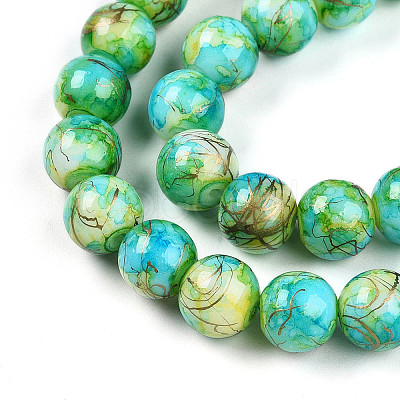 Baking Paint Glass Beads Strands DGLA-N003-10mm-B04-1