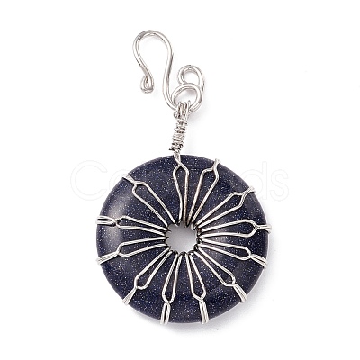 Synthetic Blue Goldstone Big Pendants G-P459-01P-B-1