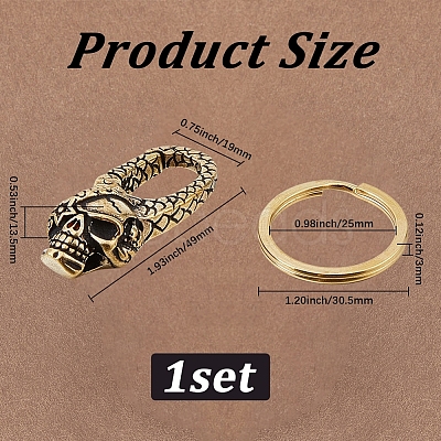 Skull Brass Lobster Claw Clasps KK-WH20002-20B-1