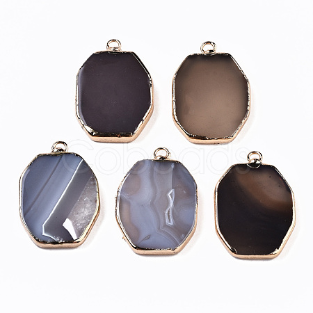 Natural Grey Agate Pendants G-S359-273-1