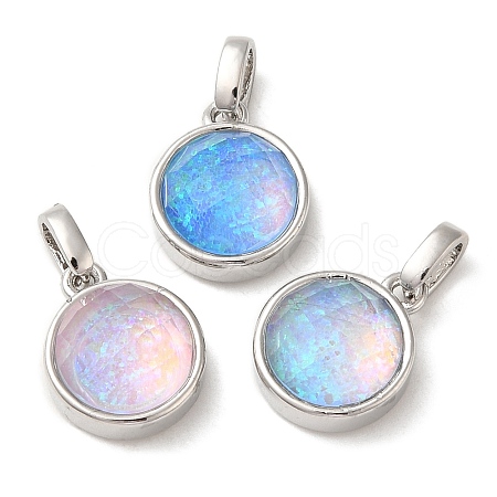 Rack Plating Brass with Synthetic Opal Pendants KK-S370-06P-1