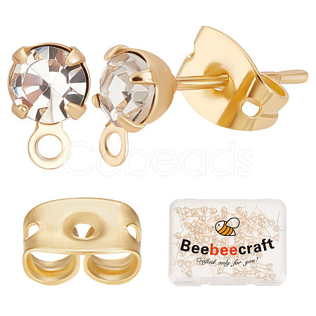 Beebeecraft 80Pcs Brass Stud Earring Findings KK-BBC0007-17-1