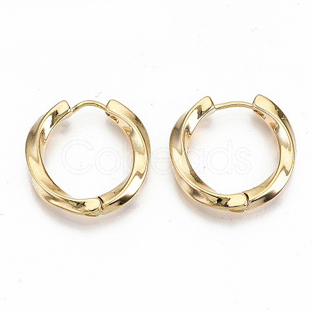 Brass Huggie Hoop Earrings X-KK-T062-45G-NF-1