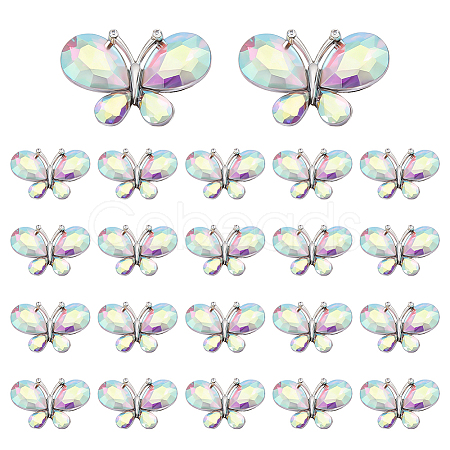 Platinum Tone Alloy Rhinestone Butterfly Cabochons DIY-FG0009-98A-1