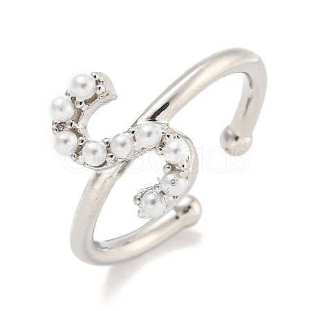 Rack Plating Brass Open Cuff Rings for Women RJEW-F162-01P-S-1