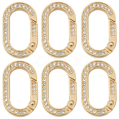 10Pcs Zinc Alloy Crystal Rhinestone Spring Gate Rings FIND-SC0019-51A-1